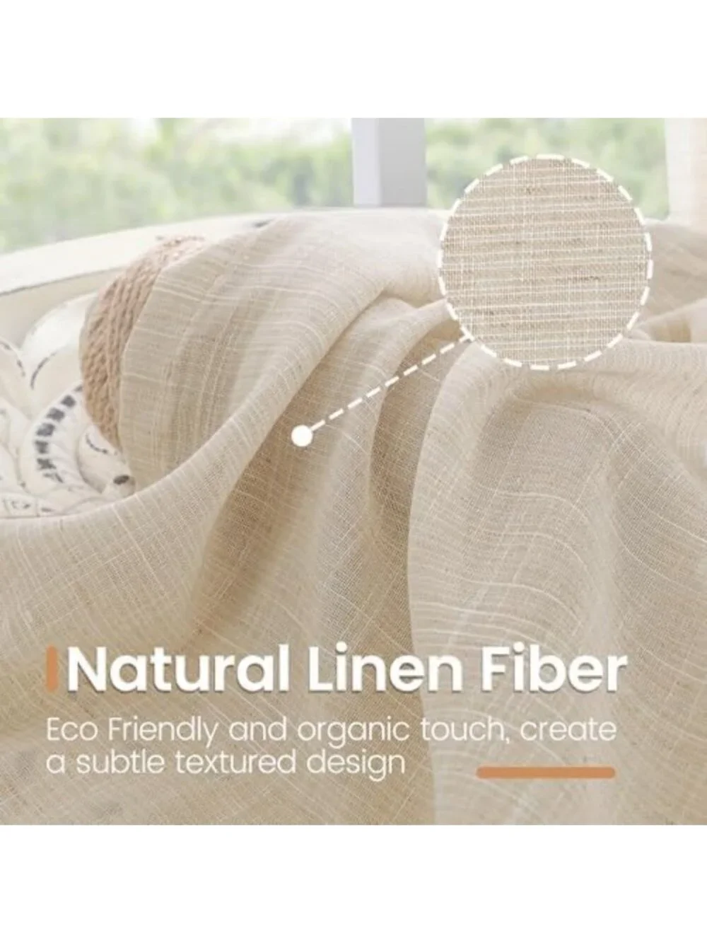 Linen Natural Short Curtains 40